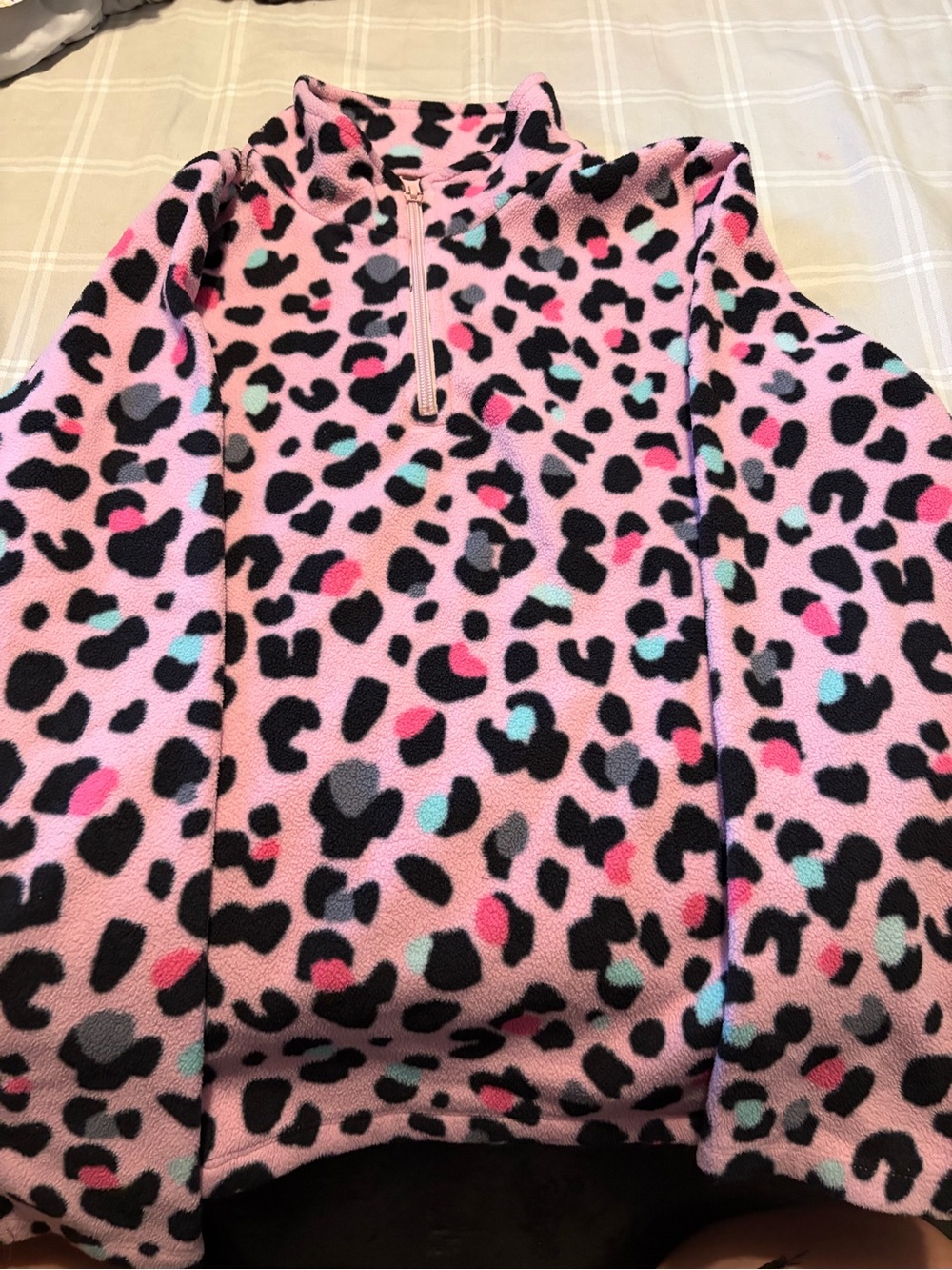 The Children's Place Pink Leopard Print Half-Zip Fleece Pullover